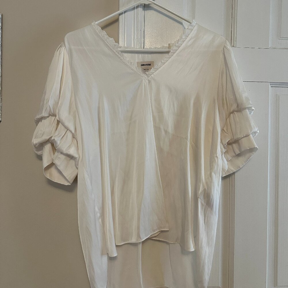 Zadig and Voltare Size L Flowy Top with Poet Sleeves